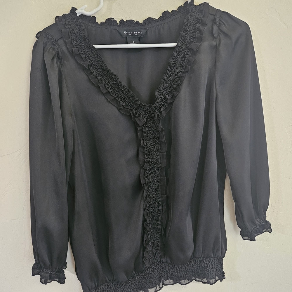 Elegant Black Ruffled Blouse